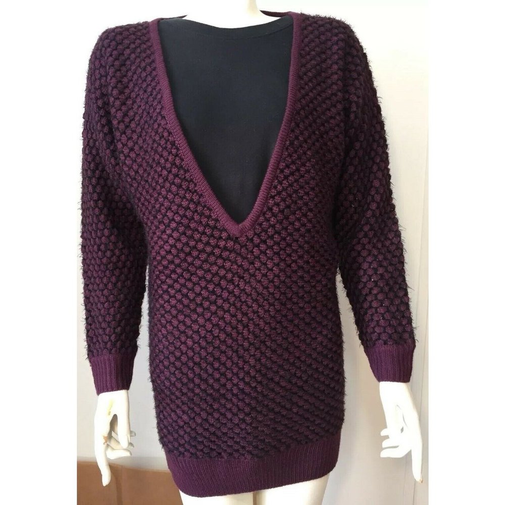 Kerisma New Sweater Deep V Neck Purple Chunky